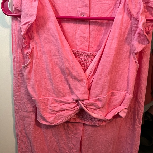 Ace by Aimee | Pink Flutter-Sleeve Crop Top & Button-Up Skirt - Women - Picture 2 of 5